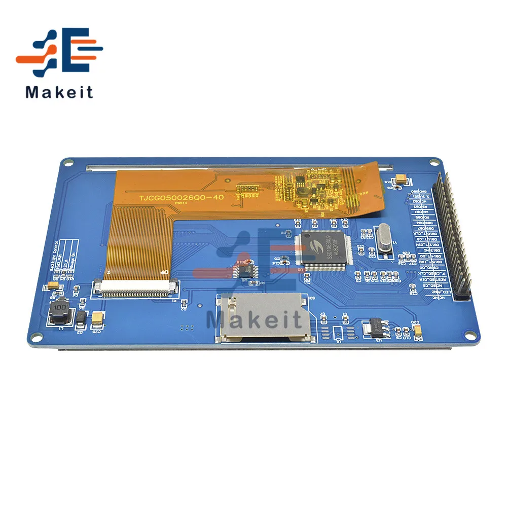 5.0 visual módulo de exibição lcd tft de 5.0 polegadas tela de painel de toque módulo placa pcb driver ic ssd2020 cartão sd para avr stm32