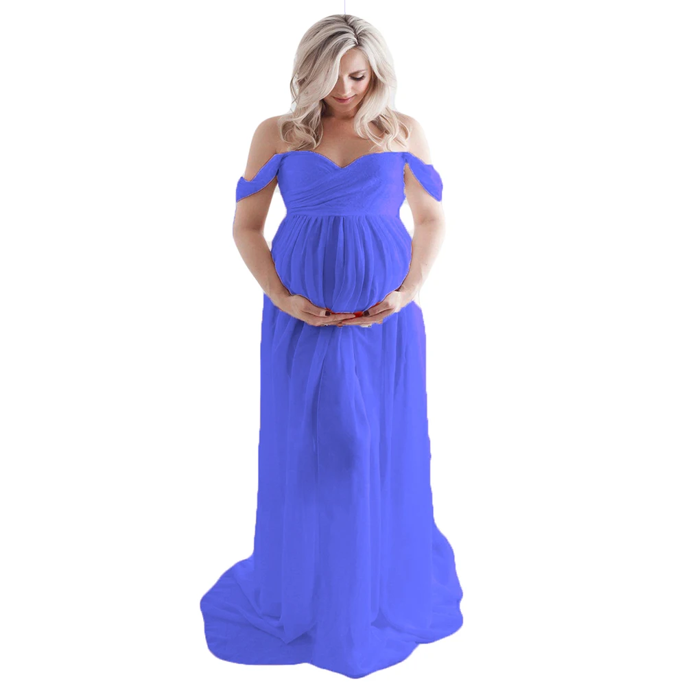 Vestidos de maternidad sexys para sesión de fotos, bata de gasa dividida, accesorio de fotografía para mujer, vestido Maxi de embarazo, vestido de