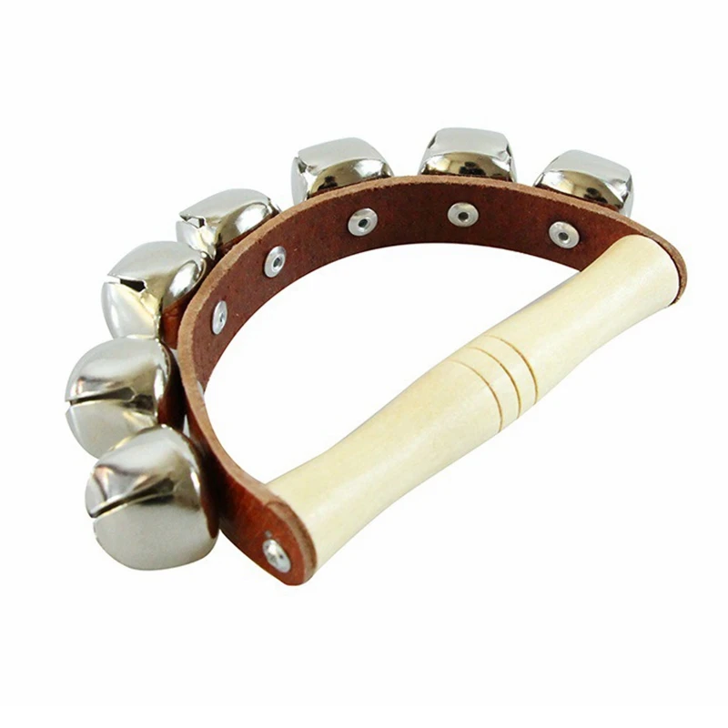 Leather Handheld Bell Tambourine Wooden Creative Semicircle 11*9.5CM Children Creative Orff Musical Instrument for Beginners New