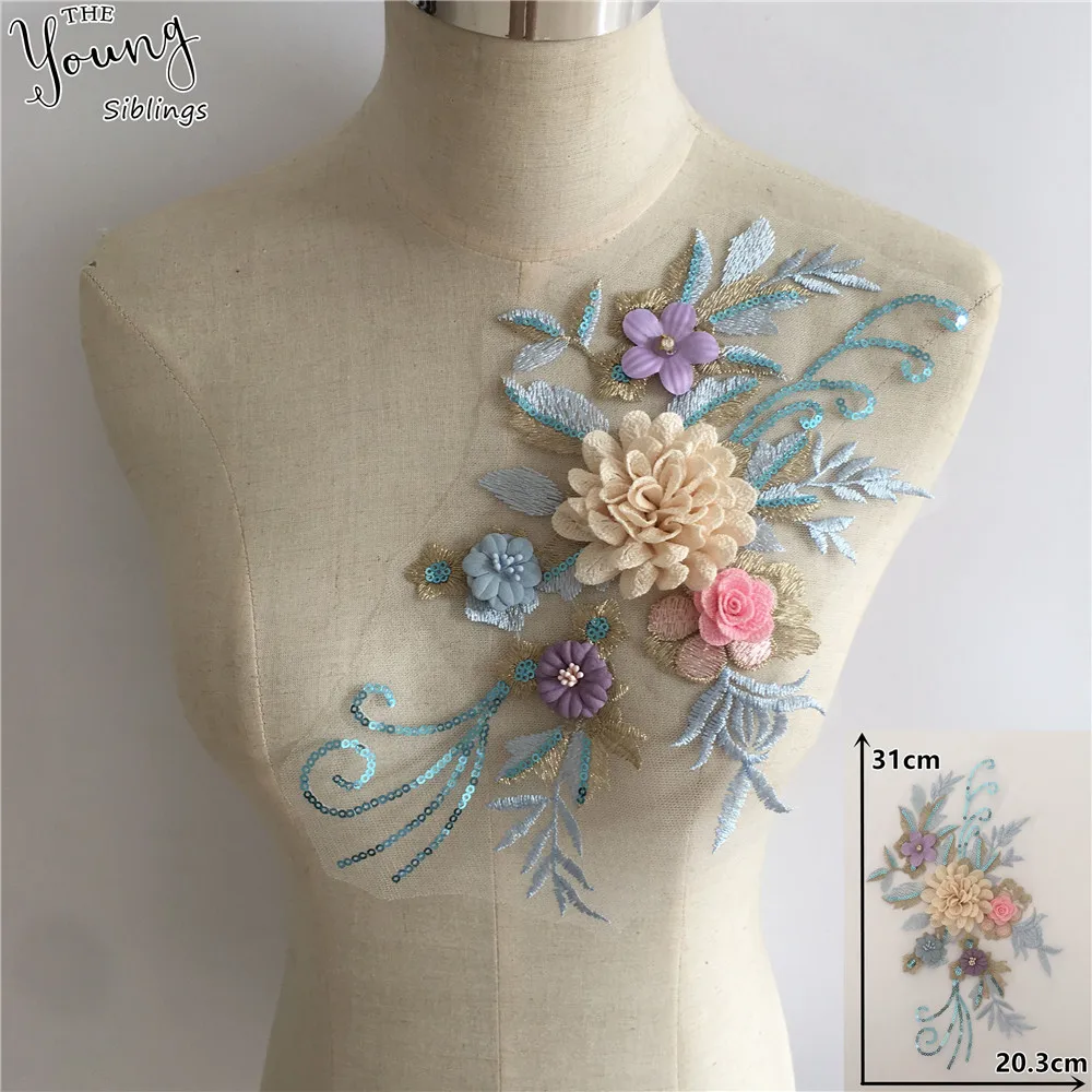 Fashion ABS Pearl Three-dimensional Flower Lace Collar Embroidery DIY Lace Tulle Collar Decorative Clothes Applique