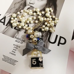 Korean Trendy Sweater Pendant Long  Pearl Necklace For Women Party Jewelry