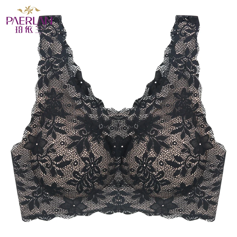 PAERLAN Lycra Flora Wire Free Thin Women\'s Underwear Seamless Sexy Push Up Sexy Sports Vest Sleep Full Cup Bra