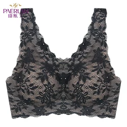 PAERLAN Lycra Flora  Wire Free Thin  Women's  Underwear Seamless Sexy Push Up Sexy Sports Vest Sleep Full Cup Bra