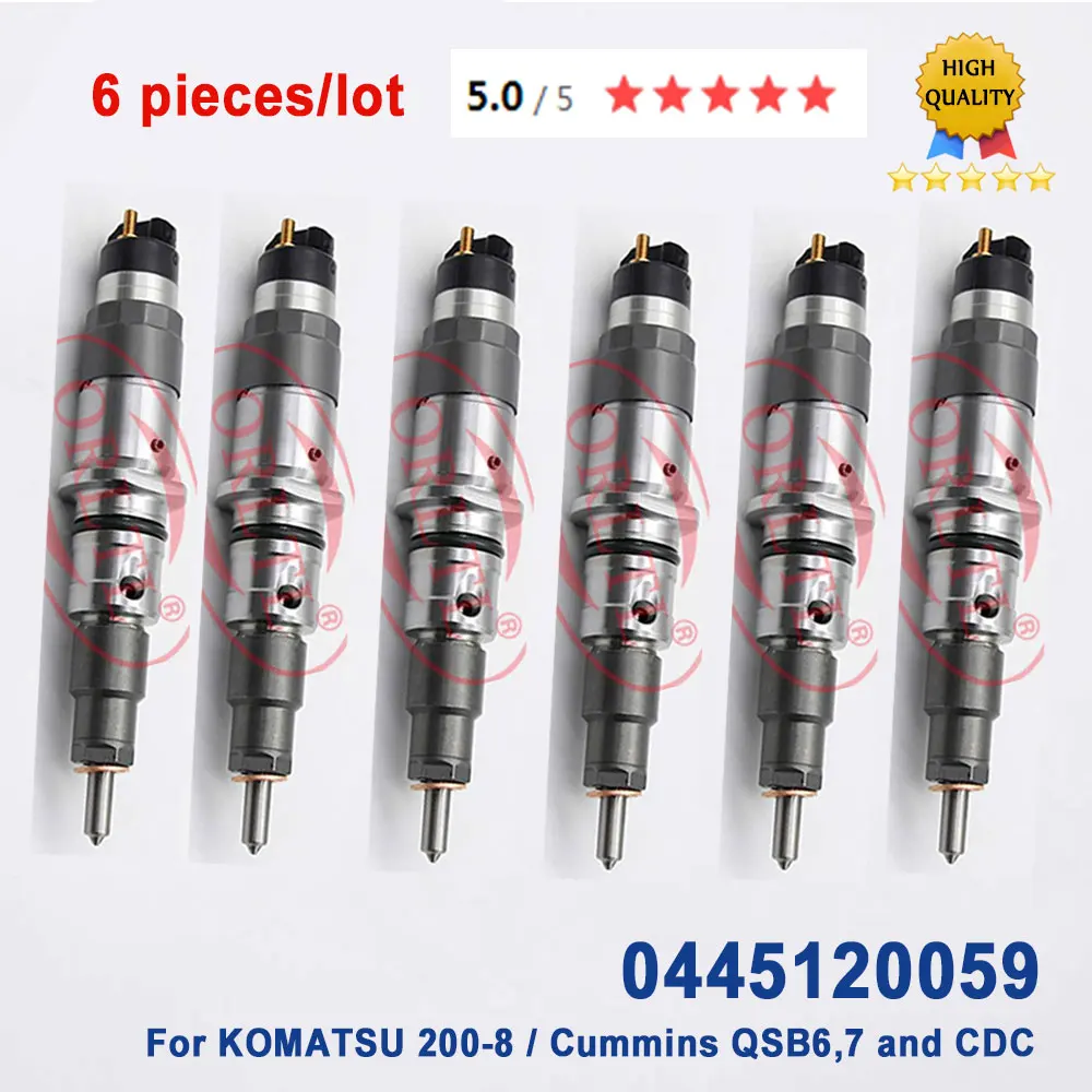 

6pcs/lot Common Rail Injector 0445120059 Diesel Injector 0 445 120 059 (6754113011) 3976372 For KOMATSU 200-8 Cummins QSB 6.7