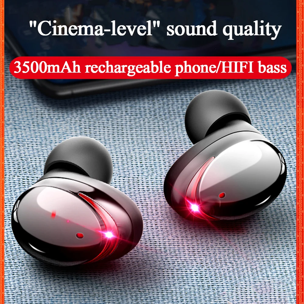 Earphones Noise Cancellation IPX6 Waterproof Touch Bluetooth 5.0 Earbuds Bass True Wireless Headset With 3000mAh Cabin