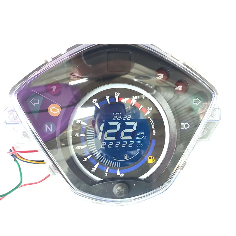 14000rpm Modern Motorcycle Digital Light LCD Digital Speedometer Tachometer Odometer Adjustable 7 color