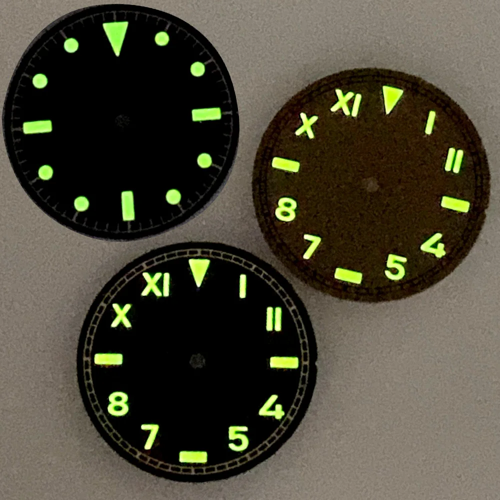 29mm Green Lume Black/Coffee California Watch Dial Fit for NH35 NH36 ETA2824/2836 Miyota82 Series Mingzhu2813 ST1612 Movement