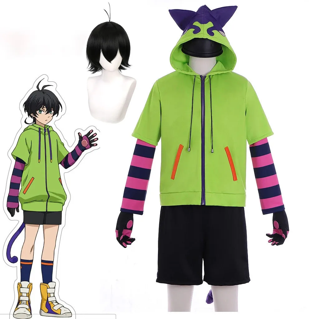 

SK8 the Infinity Anime Miya Chinen Cosplay Hooded Zipper Costume Short Wig Hoodie Jacket Tail Gloves Party Outfits SK Eight Suit