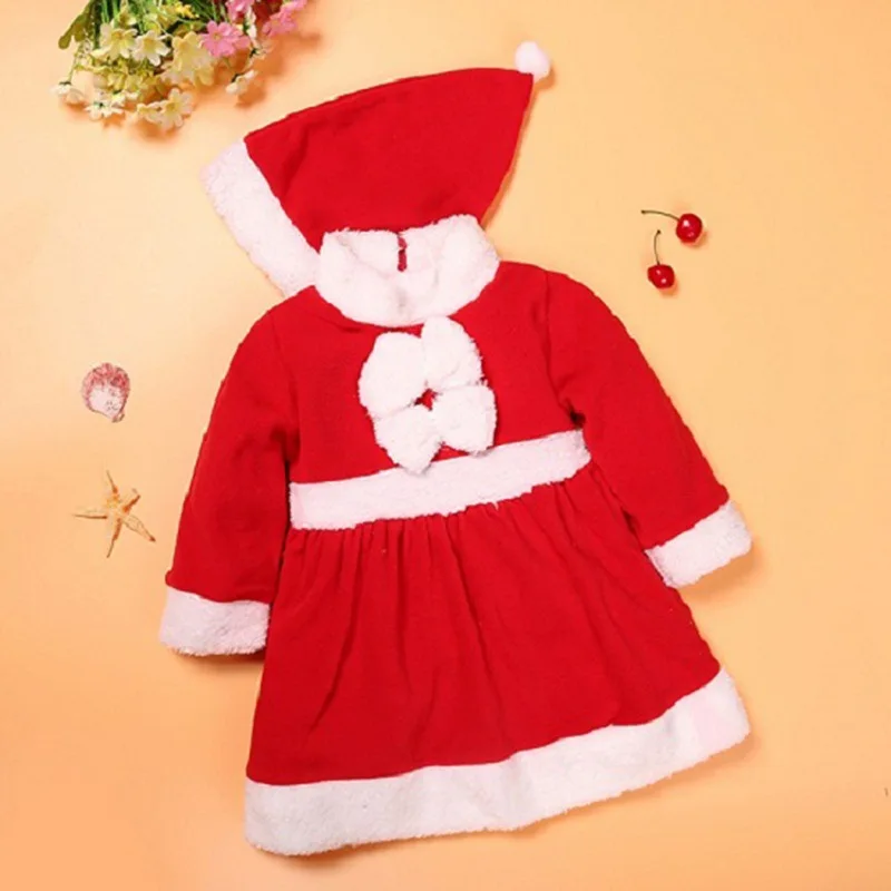 2020 Christmas Baby Girls Dress Hat X\'mas Gift Sets Girls Fleece Clothes Lace Bebe Clothing Santa Costumes Outfits jumpsuit