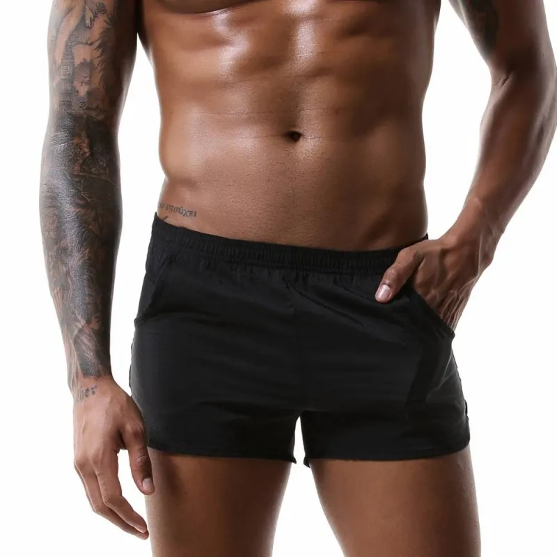 Summer Men Running Shorts Sexy Boxers Nylon Thin Breathable Fitness Sportswear Home Beach Wear Sweatpants