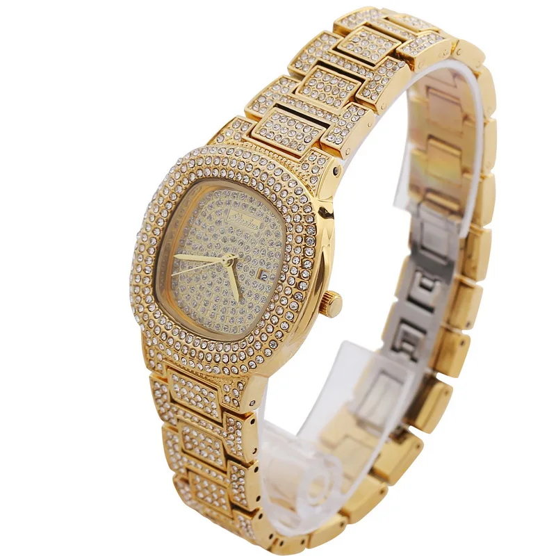 2020 VARLEDO  Luxury Womens Unisex Crystal Watch Bling Iced-Out Watch Oblong Wristwatch Fashion Diamond Quartz Analog Watch