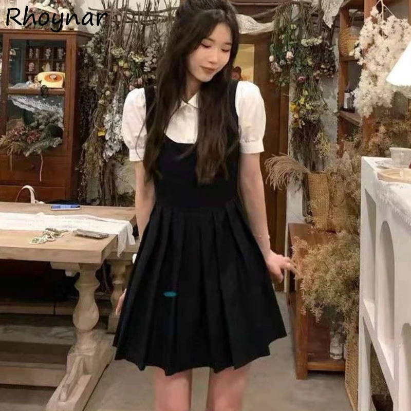 Sukienka z krótkim rękawem damska letnia koszulka z długim rękawem Mini modna koszulka w stylu koreańskim Holiday Streetwear Sundress Girls śliczne proste wszystko w dopasowaniu nowość