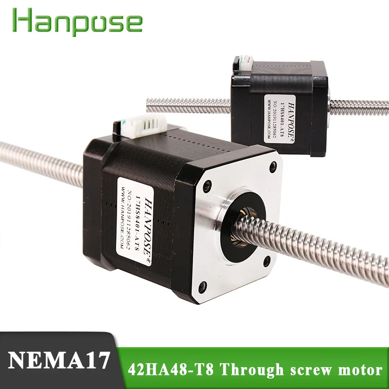 hanpose 42 Series similar cylinder movement 42HA48-T8 2-phase 4 wire body 48mm for 3D printer through screw stepper motor nema17