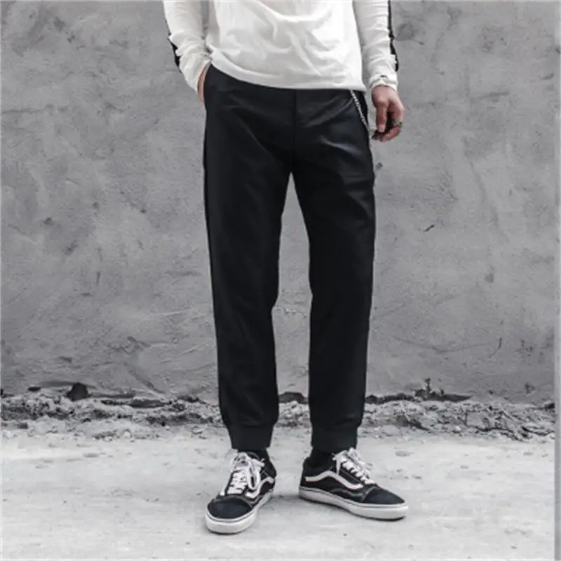 Men's Casual Pants Spring And Autumn New Solid Color Trend Quality Conical Metal Decorative Fashion Nine Minutes Sweatpants