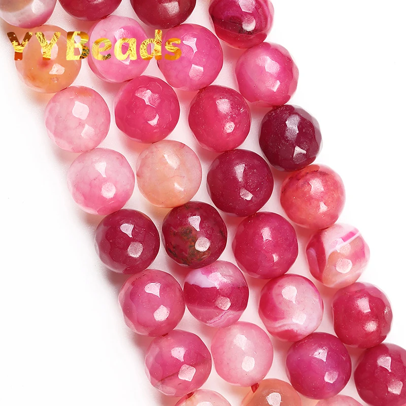 Natural Faceted Magenta Stripes Agates Onyx Beads Loose Charm Beads For Jewelry Making DIY Women Bracelets Necklaces 6 8 10 12mm