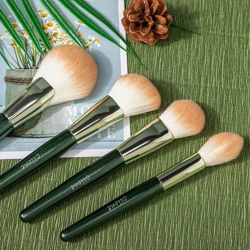 Fashion 10pcs Green Makeup Brushes Set With Bag Blending Powder Eye Face Brush Makeup Tool Kit