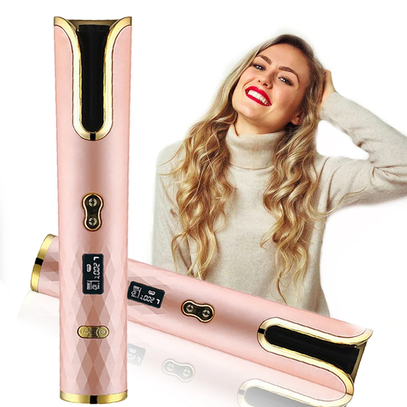 

Cordless Automatic Electric Curling Iron Adjustable Temperature Modeling Tool Auto Rotate Hair Curler USB Charge Hair Styling