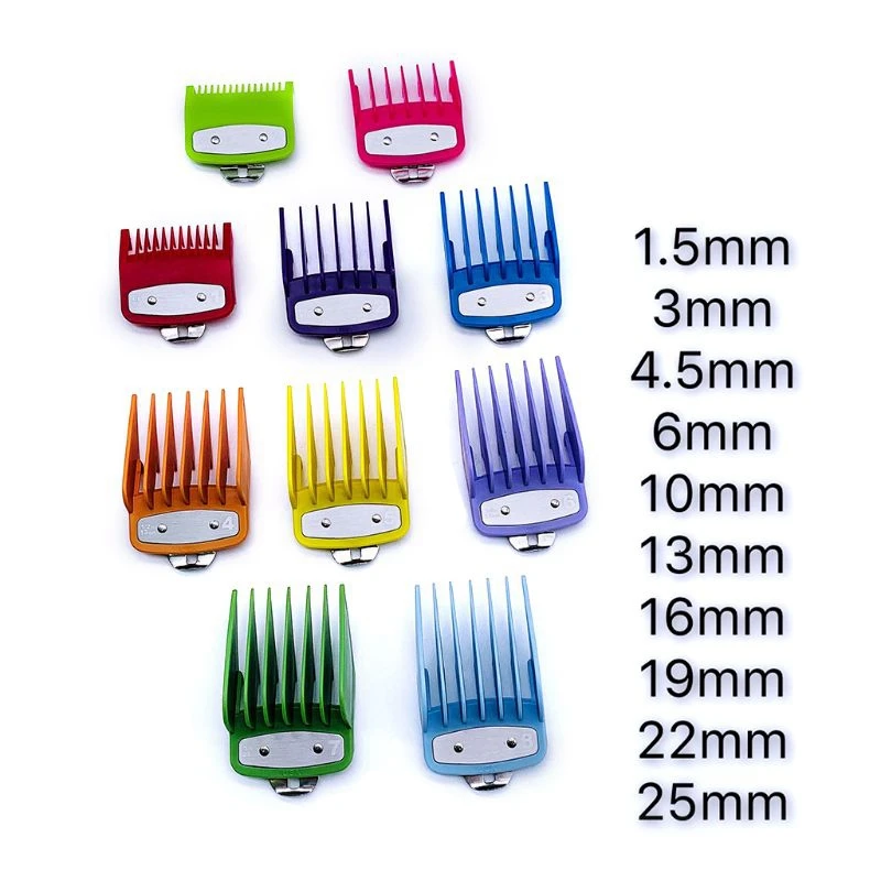 AD-10Pcs for WAHL Colorful Guide Comb Multiple Sizes Metal Limited Combs Hair Clipper Cutting Tool