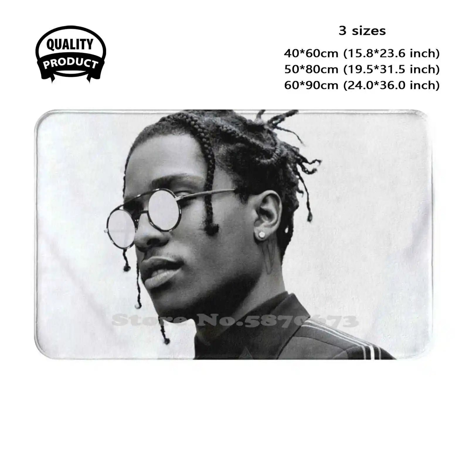 Black Rocky Poster Soft Cushion Home Carpet Door Mat Car Rug Young Music Cool Hip Hop Rap