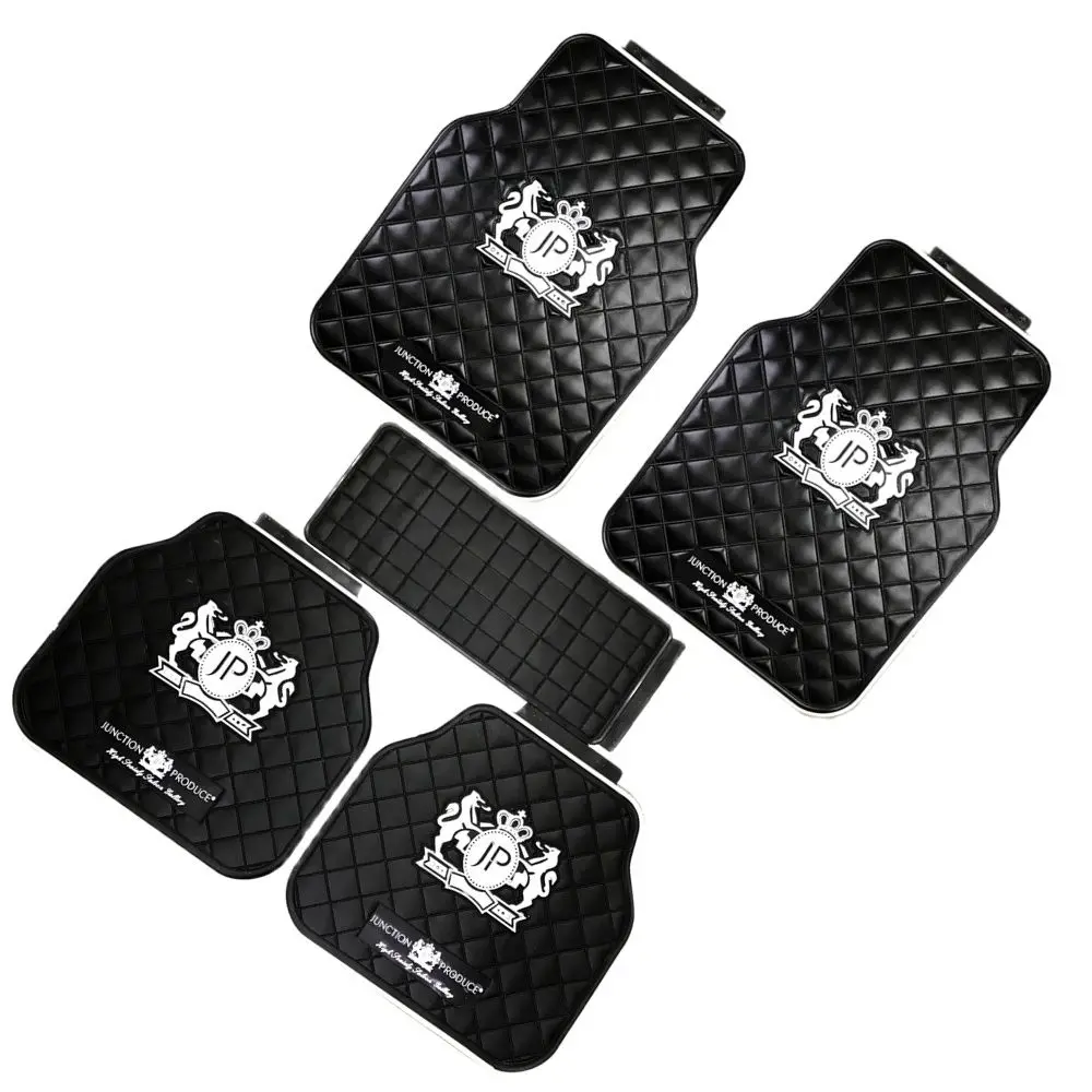 1Set 5Pcs Junction Produce Car Latex Floor Foot Mats White JP Black Rubber Carpets Chassis Mats For Auto 5 Seat Sedan