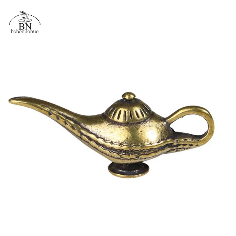 Kreative Aladdin Lampe Auto Schlüssel Ketten Anhänger Vintage Kupfer Licht Schlüsselanhänger Frauen Tasche Hängen Schmuck Schlüssel Ringe Messing Ornamente