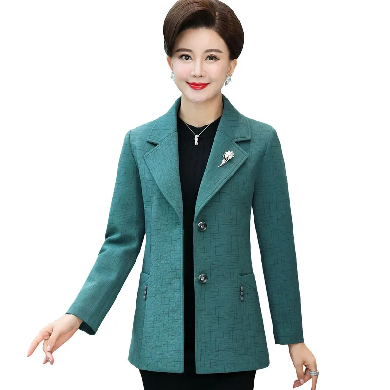 

2023New Spring Autumn Blazer Jacket Women Middle-Aged Mother Long Sleeve Short Suit Coat Female Casual Overcoat Ladies Tops R448