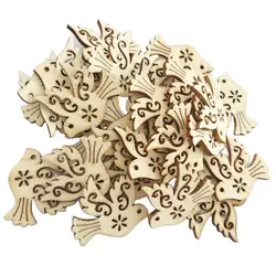 20PCS Unfinished Wooden Birds Shaped Crafts Wood Cutouts Embellishment Wood Craft Slices for DIY Scrapbooking Card Making Props