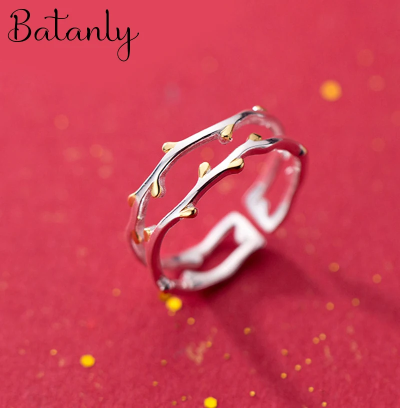 Trendy Simple Branch Rings For Women Lover Engagement Wedding Open Finger Rings Punk Jewelry