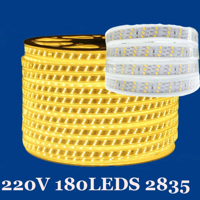 

50m/lot Led Strip Tape Light Ac 220V/230V/240V 2835 SMD IP67 Waterproof Warm White Led Strip Light 180LED/m Garden Lamp