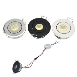 12V 3W Mini COB Ceiling Light Showcase Jewery Cabinet Lighting LED Spot Light Cut Out Hole 40-45mm