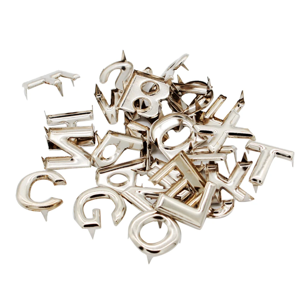 208Pcs DIY Alphabet Letter A - Z Metal Rivets Claw Stud For Bags Clothes Hats Decor