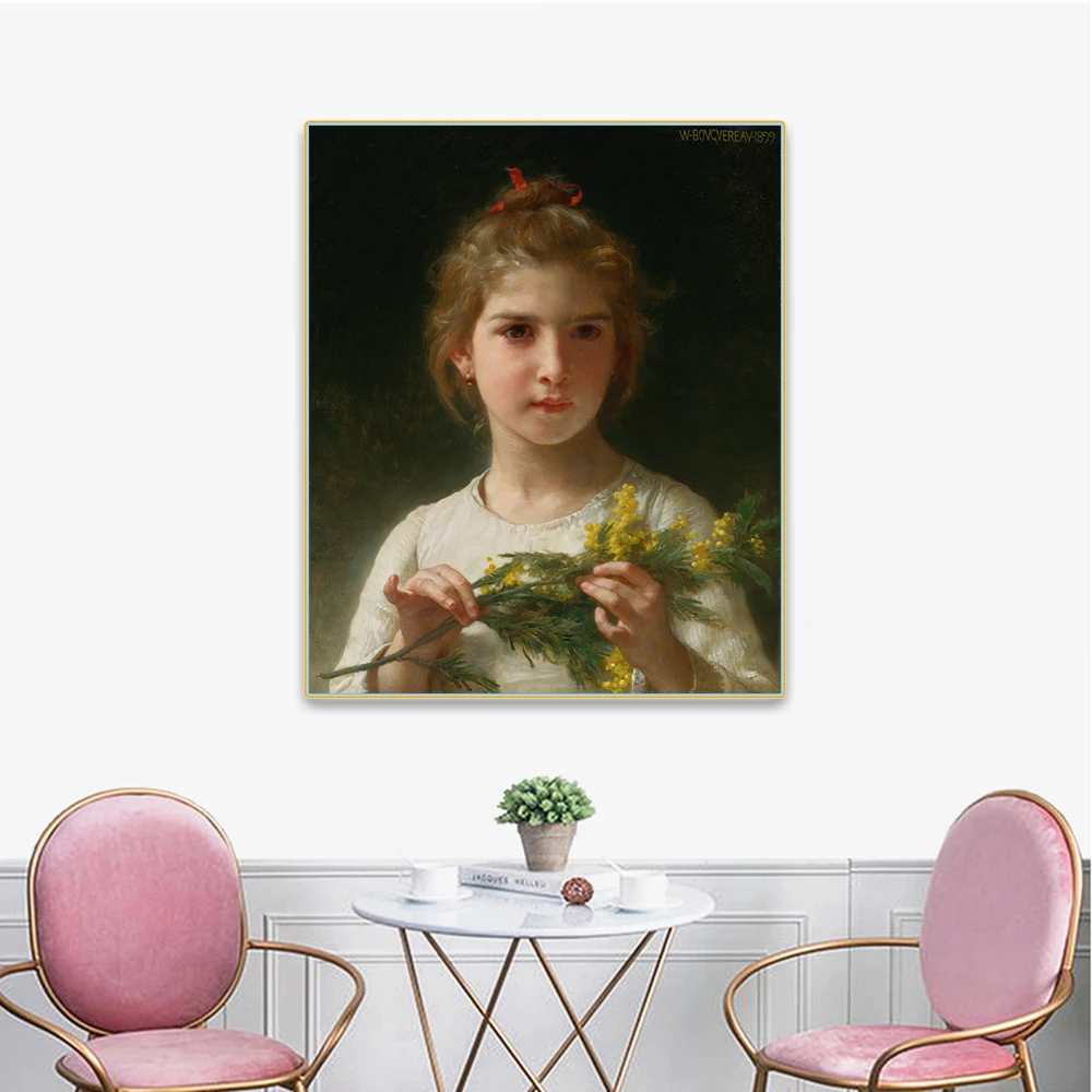 Citon William Adolphe Bouguereau《Mimosa》Canvas Oil Painting Artwork Poster Picture Modern Wall Decor Home interior Decoration