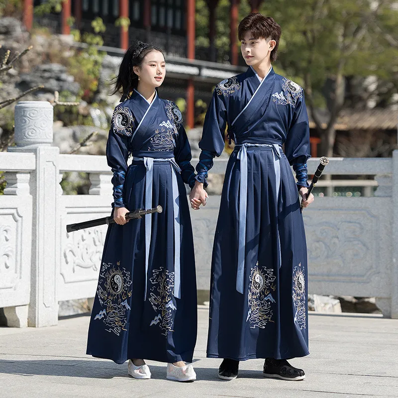 

Couples Chinese Traditional Hanfu Women&Men Embroidered Ancient Han Dynasty Folk Performance Cosplay Costume Oriental Swordsman
