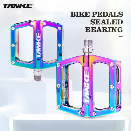Pedales de bicicleta TANKE TP-20 ultraligeros de aleación de aluminio coloridos huecos rodamientos antideslizantes accesorios de bicicleta de montaña pedales MTB