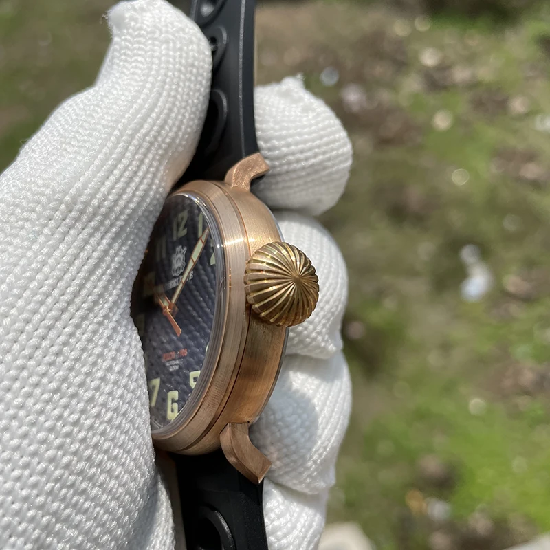 Steeldive Men Pilot Watch 46.5mm Bronze Automatic Mechanical Wristwatch Diver 20ATM Waterproof C3 Luminous Sapphire NH35