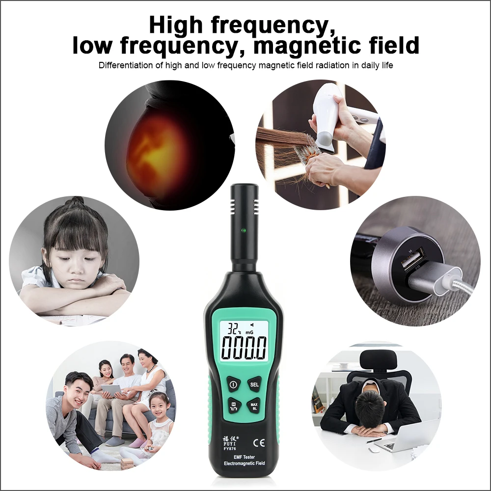 RZ EMF متر كاشف إشعاع المنزلية المحمولة الرقمية 5HZ-3500MHz 3 في 1 المجال الكهرومغناطيسي متر للمنزل مكتب