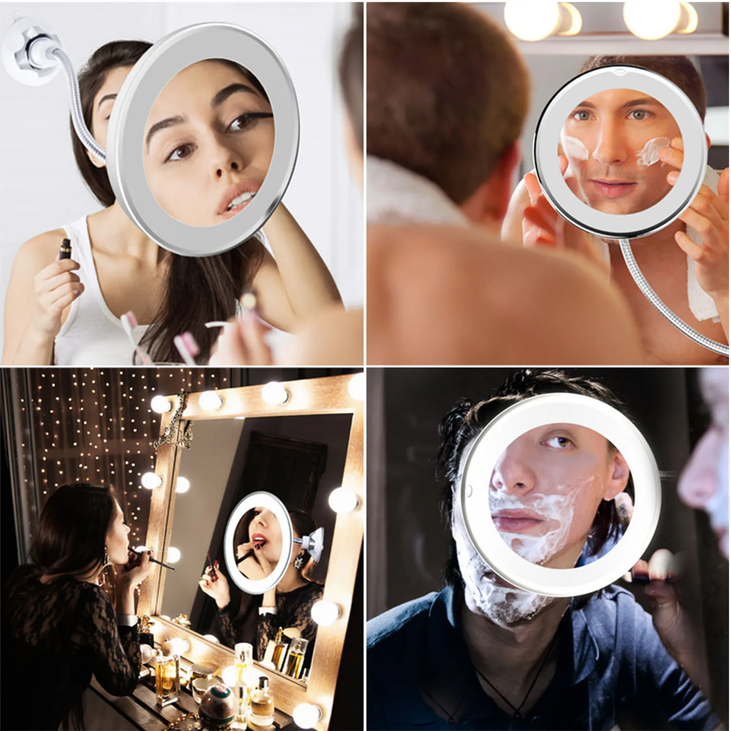 Miroir de maquillage rotatif à 360 degrés, grossissant 10X mon miroir Flexible, miroir de vanité pliant avec lumière LED, outils de maquillage, livraison directe