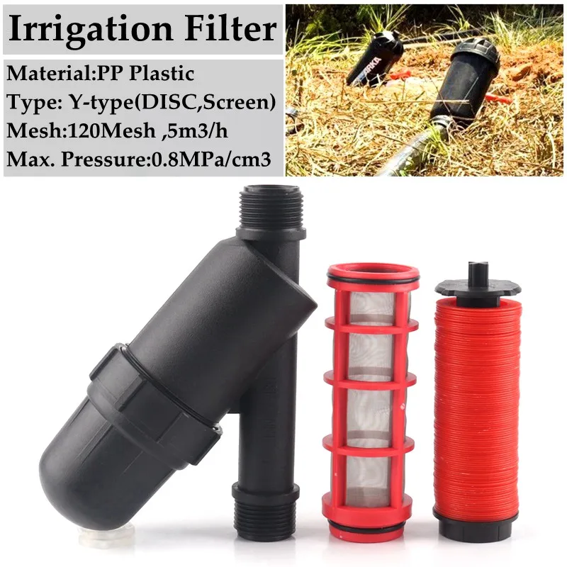 

2pcs 3/4" 1" 120Mesh Y-Type Micro Irrigation Filter Drip Irrigation System Pipe Filter Farm Greenhouse DISC Screen Water Filters