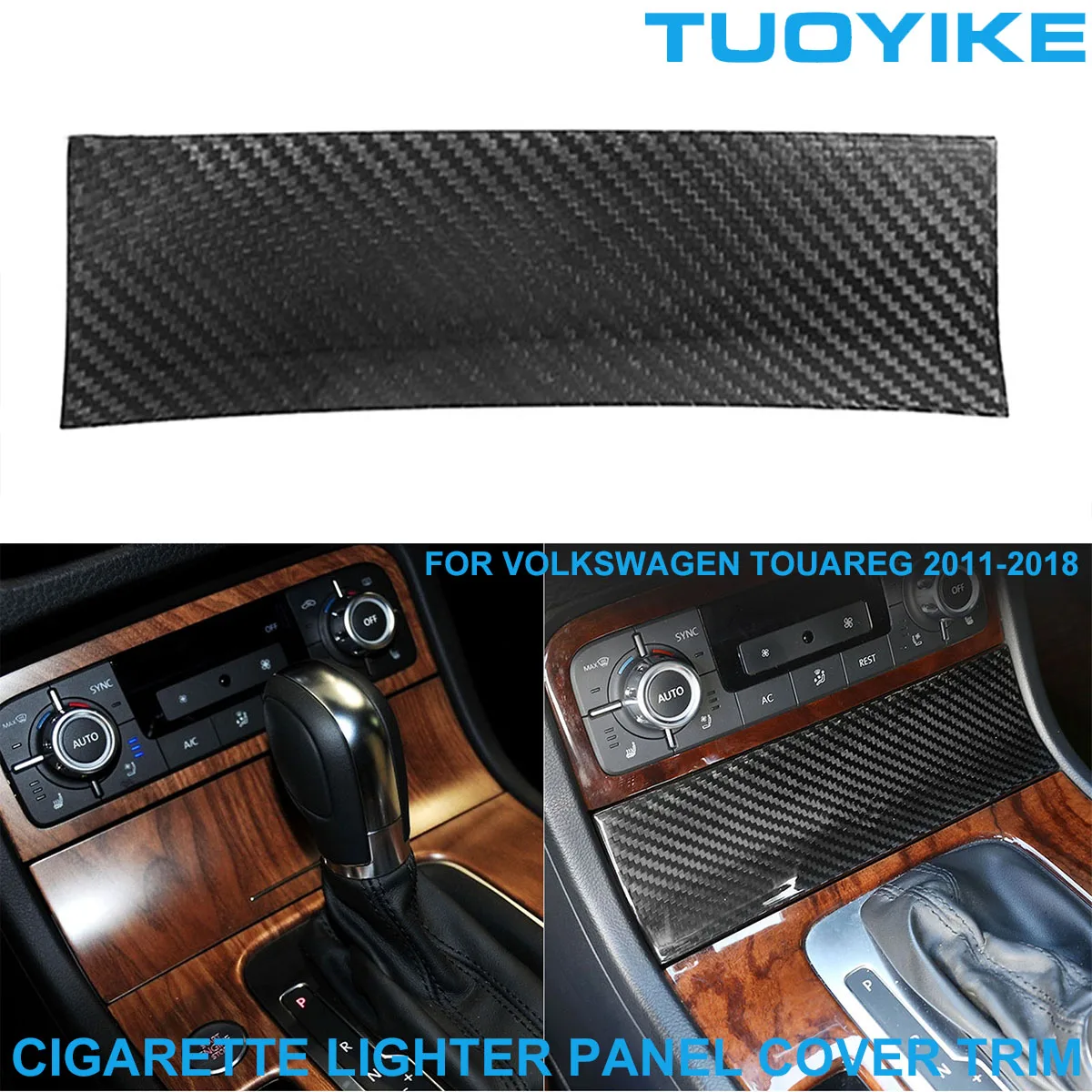 

LHD RHD Real Dry Carbon Fiber Central Cigarette Lighter Panel Cover Trim Decorative Sticker For Volkswagen Touareg 2011-2018