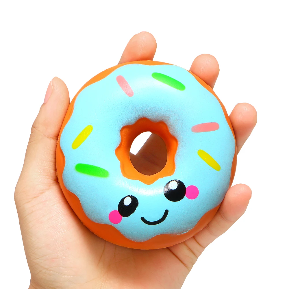 New 10*10CM Cute Smiley Donut  Food Squishy Slow Rising Cream Scented Squeeze Toy  Stress Relief exquisite for kids Xmas gifts