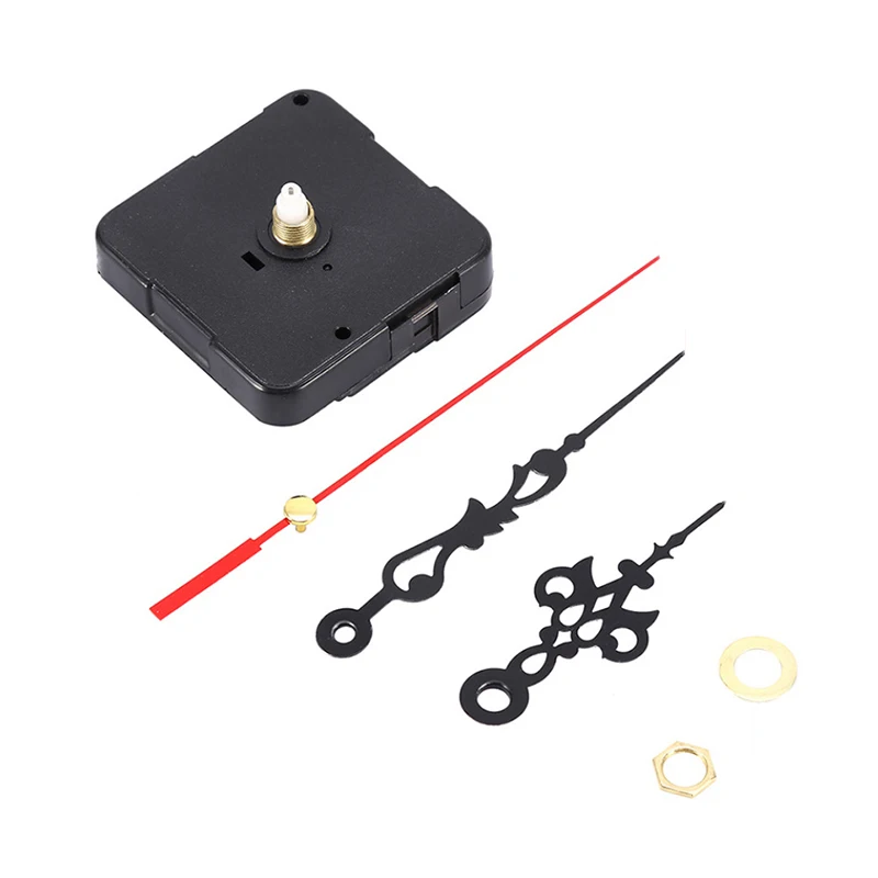 1 Set Silent Large Wall Clock Quartz Clock Watch Movement Mechanism Clockwork Black Red Hands DIY Repair Clock Parts Kit Tool