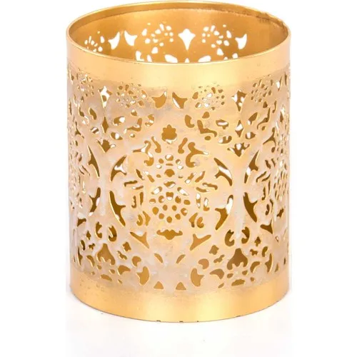 Euro Flora Gold Color Candle Holder Lantern Metal 10x12 cm