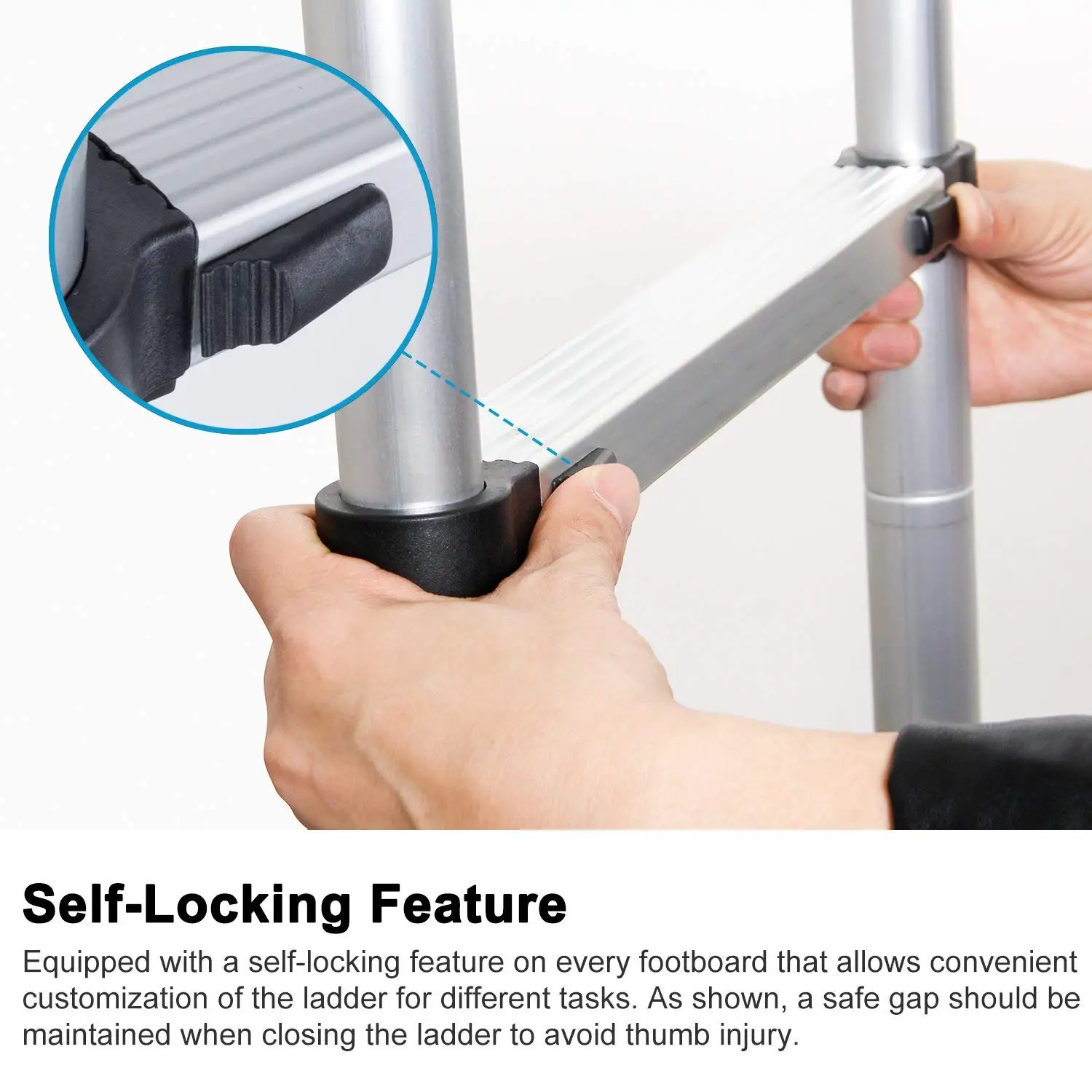 EN131 6.6ft (2m) Telescoping Ladder Folding Ladders Aluminum Multi Purpose Household Thickening Extension Ladder