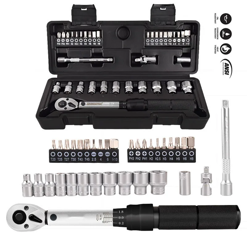 

35PCS 1/2 inch Industrial Bicycle 2-20Nm Preset Torque Wrench Set Adjustable Torque Wrenches Socket Car Repair Hand Tools