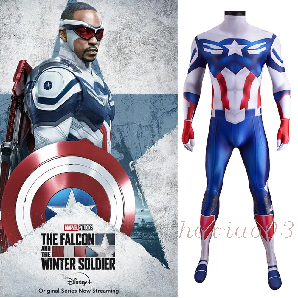 

The Falcon and the Winter Soldier Cosplay Costume Lycra Spandex Superhero Zentai Suits Halloween Costume For Adult Kids