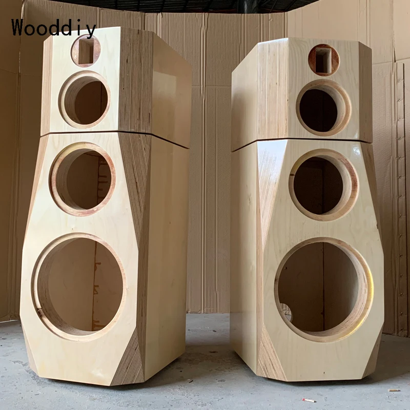 

Wooddiy 10 Inch One Pair Three-way Four-way Hifi Speaker DIY Floor Loudspeaker Wood Cabinet Shell Birch Plywood Bevel