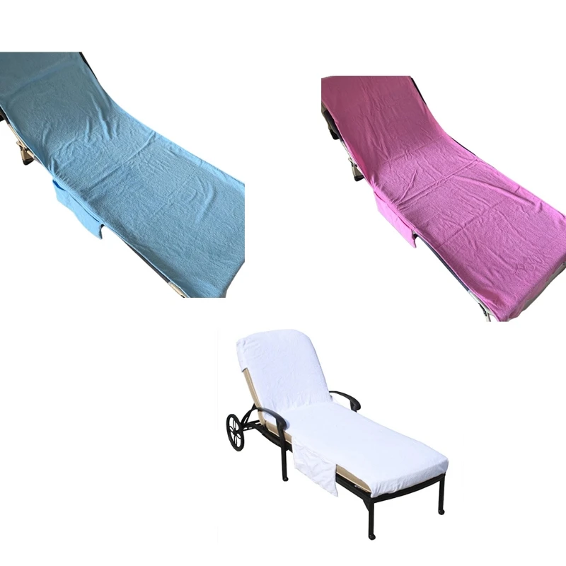 

Microfiber Terry Cloth Chaise Lounge Chair Cover Beach Bath Towel with Side Pocket for Pool Sun Lounger Sunbathing