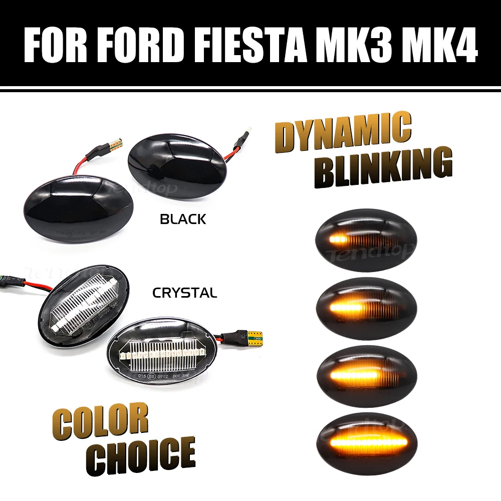 Scroll Dynamic Turn Signal Side Marker Lamp Car Sequential Indicator For Ford Fiesta III IV MK3 MK4 KA Mondeo I Transit Tourneo