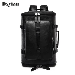 Simple Patchwork Large Capacity Mens Leather Backpack For Travel Casual Mochila Men Daypacks Leather Travle Backpack