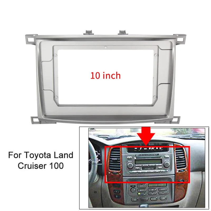 10inch front plastic housing for for Toyota landCruiser 100 2003-2006 car radio front plastic frame with full set cables plugs